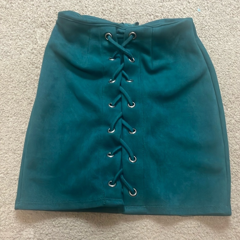 Green mini skirt